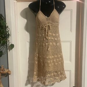 Elegant Tan Crochet dress